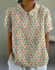 Oshoa™ - Vintage Floral Print Cotton and Linen