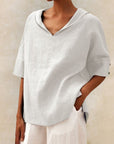 Oshoa™ | Athena V-Neck Casual Linen Shirt